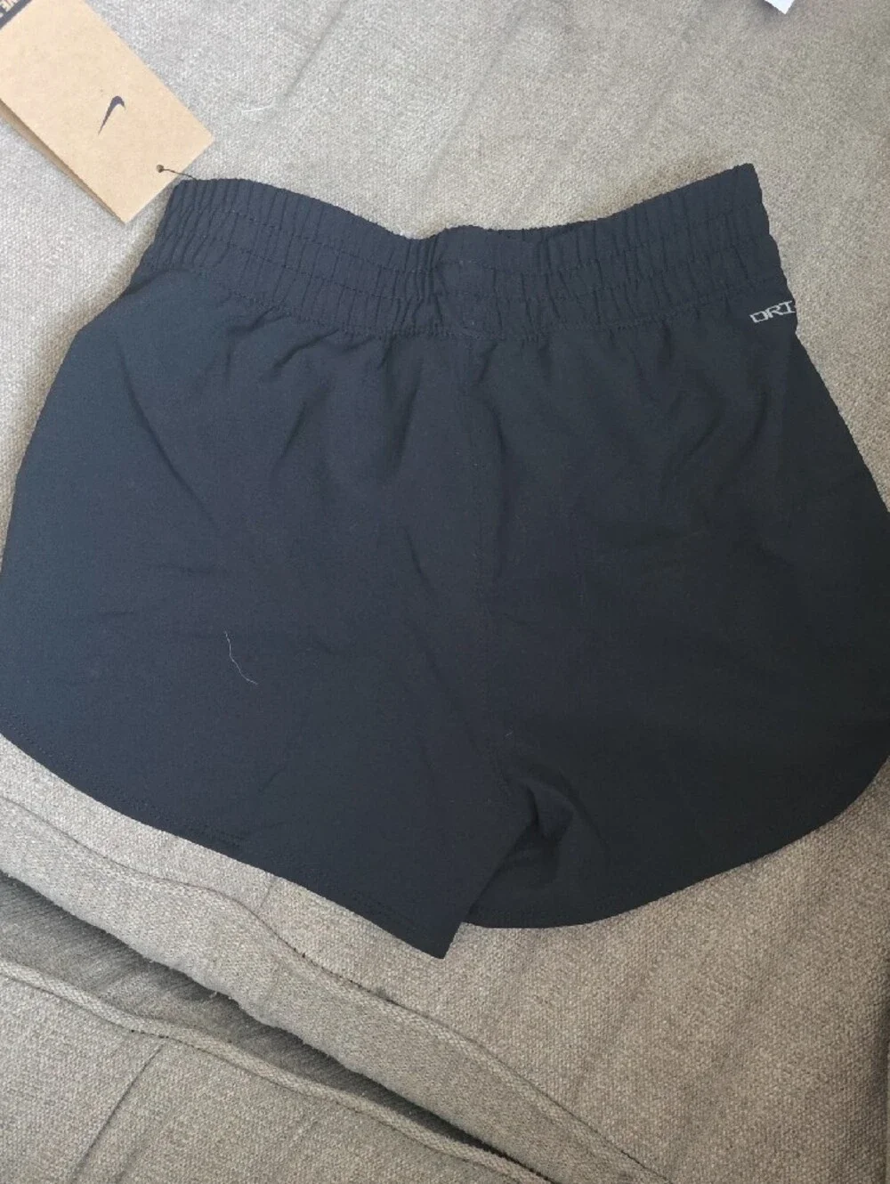 Nike Black Girls Athletic Running Shorts with White Swoosh, Inner Lining
